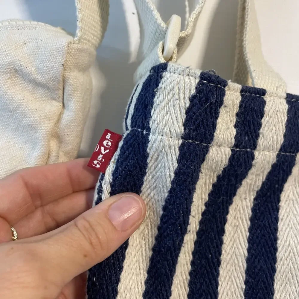Levi's Canvas Bag Bundle Set Lot of 2 Crescent Crossbody & Striped Mini Tote